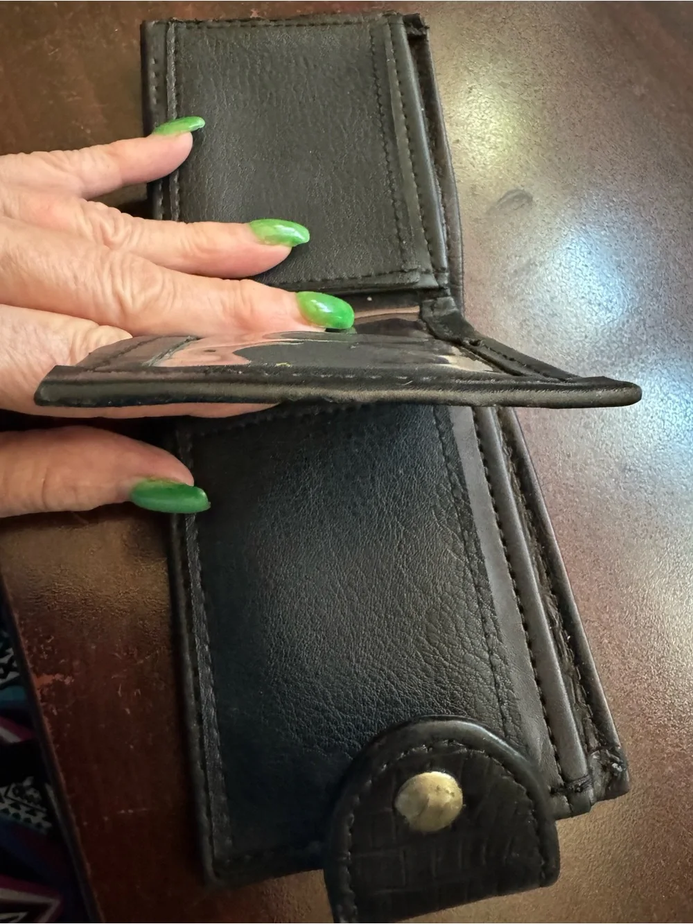 Men's Black Croc-Texture Snap Wallet